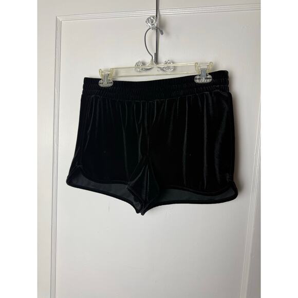 Mossimo Y2K Shorts Women's Medium Black Velvet Short Shorts Pull On Elastic - Picture 2 of 6